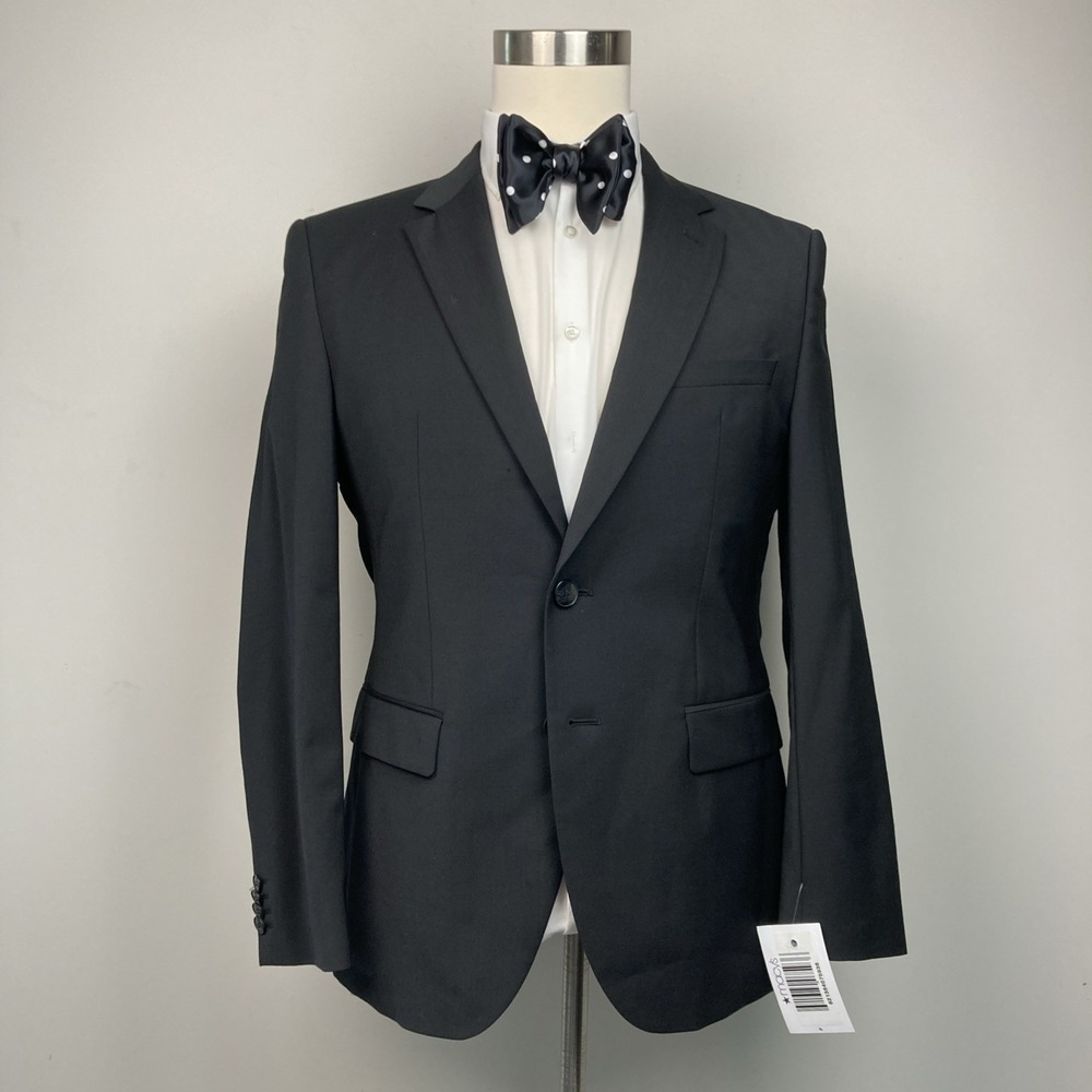 Hugo Boss Mens Modern fit Sport Coat Blazer 36R Black Solid Stretch